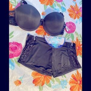 💥 Inteco Intimates 2 pc lace push Up Bras & panty